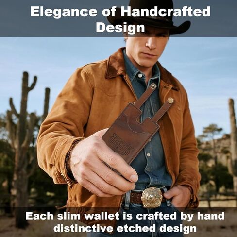 Western Boot Wallet, Leather Cowboy Billfolds Handcrafted Western Tall Boot Wallet Buckle with Strap Small Minimalist Credit Card Holder Stylish Vintage Accessory for Women in Saudi Arabia