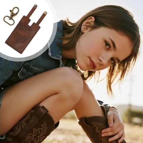 Western Boot Wallet, Leather Cowboy Billfolds Handcrafted Western Tall Boot Wallet Buckle with Strap Small Minimalist Credit Card Holder Stylish Vintage Accessory for Women in Saudi Arabia
