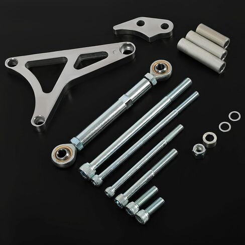 مجموعة دعامة المولد وقضيب التوتر من HECASA متوافقة مع 1968-1993 Ford 289 302 5.0L V8 مجموعة دعامات المولد المصنوعة من الألومنيوم الفضي المصقول in Kuwait