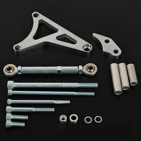 مجموعة دعامة المولد وقضيب التوتر من HECASA متوافقة مع 1968-1993 Ford 289 302 5.0L V8 مجموعة دعامات المولد المصنوعة من الألومنيوم الفضي المصقول in Kuwait