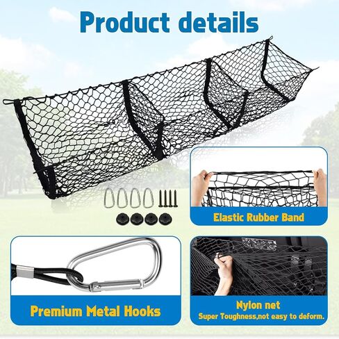 x xotic tech 2pcs Trunk Bed Cargo Net, Stretchable Double-Layer Style Net and 3 Pocket Organizer Mesh Storage Net Grocery Holder with Hooks,Universal for SUV,Vans, Pickup Trucks Accessories (51.1") in Saudi Arabia