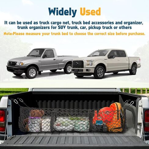 x xotic tech 2pcs Trunk Bed Cargo Net, Stretchable Double-Layer Style Net and 3 Pocket Organizer Mesh Storage Net Grocery Holder with Hooks,Universal for SUV,Vans, Pickup Trucks Accessories (51.1") in Saudi Arabia