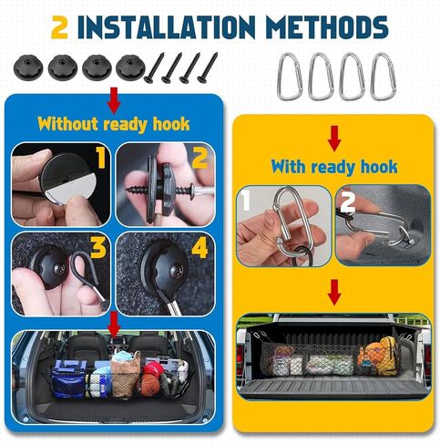 x xotic tech 2pcs Trunk Bed Cargo Net, Stretchable Double-Layer Style Net and 3 Pocket Organizer Mesh Storage Net Grocery Holder with Hooks,Universal for SUV,Vans, Pickup Trucks Accessories (51.1") in Saudi Arabia
