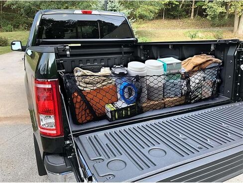x xotic tech 2pcs Trunk Bed Cargo Net, Stretchable Double-Layer Style Net and 3 Pocket Organizer Mesh Storage Net Grocery Holder with Hooks,Universal for SUV,Vans, Pickup Trucks Accessories (51.1") in Saudi Arabia