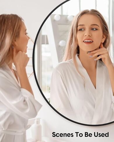 30 Inch Black Circle Wall Mirror, Modern Round Metal Framed Mirror for Bathroom, Entryway, Living Room, Bedroom, Dining Room, Hallway, Decorative Home Décor, Easy Mount in Saudi Arabia