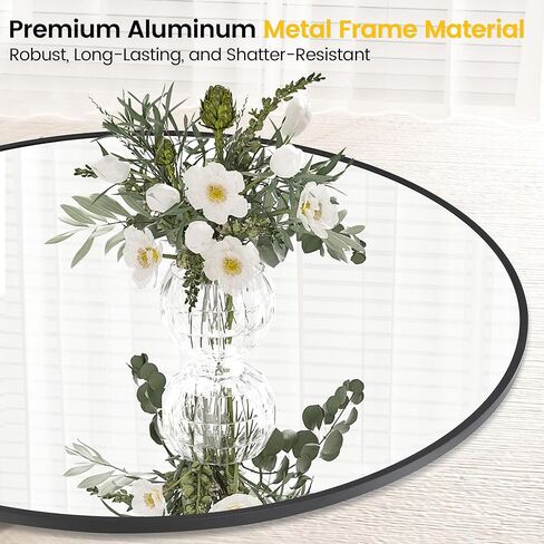 30 Inch Black Circle Wall Mirror, Modern Round Metal Framed Mirror for Bathroom, Entryway, Living Room, Bedroom, Dining Room, Hallway, Decorative Home Décor, Easy Mount in Saudi Arabia