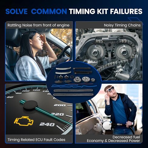 مجموعة سلسلة توقيت المحرك 5.4 لتر V8 مع كام فيزر متوافقة مع Ford 2005-2014 F-150 F-250 F-350 Super Duty Expedition، متوافقة مع Lincoln Navigator Mark LT، 3R2Z-6A257-DA in Kuwait