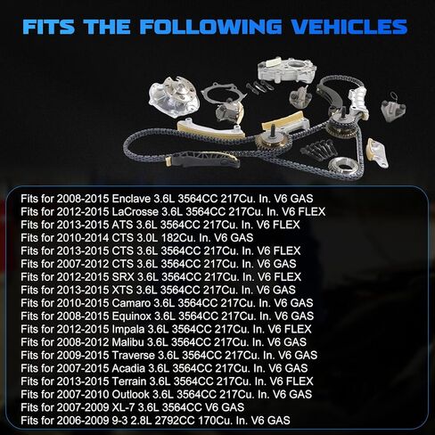 3.6 Timing Chain Kit with Water Pump Oil Pump Sprocket Fits for 2008-2015 Equinox, 2008-2015 Enclave, 2009-2015 Traverse, 2008-2012 Malibu, Camaro V6 3.0L 3.2L 3.6L Replace # 9-0753S 9-0753sx in Saudi Arabia