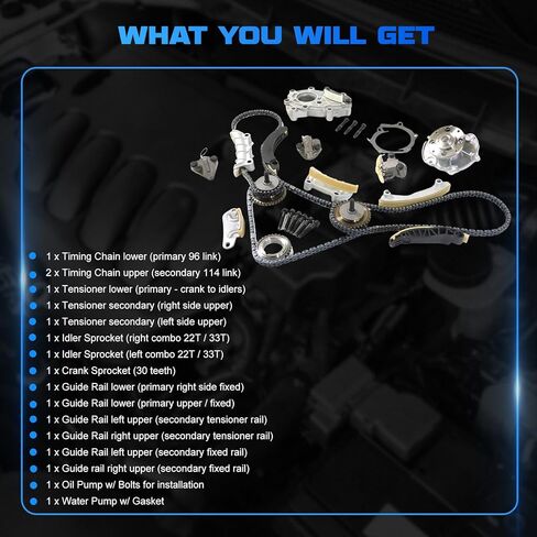 3.6 Timing Chain Kit with Water Pump Oil Pump Sprocket Fits for 2008-2015 Equinox, 2008-2015 Enclave, 2009-2015 Traverse, 2008-2012 Malibu, Camaro V6 3.0L 3.2L 3.6L Replace # 9-0753S 9-0753sx in Saudi Arabia