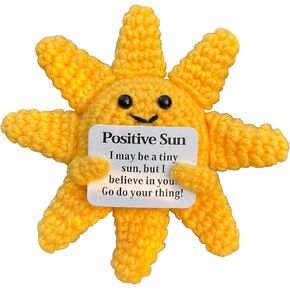 الدعم العاطفي هدايا الشمس الكروشيه، أشعة الشمس الإيجابية لطيف مضحك بارد مكتب ديكور ديكورات للنساء الرجال (1، جولة) in Kuwait