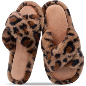 شباشب نسائية غامضة للنساء أحذية منزلية مريحة بشريط متقاطع صنادل مبطنة بالفرو الصناعي شرائح إسفنجية الذاكرة مفتوحة من الأمام سهلة الارتداء في الأماكن المغلقة in Kuwait