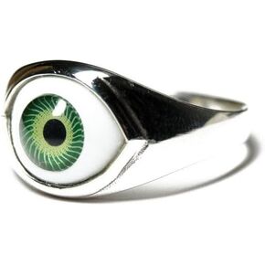 apop nyc "خاتم عين الشر باللون الأخضر من الفضة الاسترليني I C U (المقاسات 5-12) in Kuwait