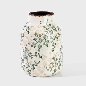 Beige and Green Vintage Rustic Ceramic Vase,Handcrafted Farmhouse Decorative Vase, Easy to Clean Perfect for Flowers Wedding Centerpiece or Shelf Decor 8Inch in Kuwait