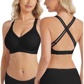 حمالة صدر منخفضة الظهر مبطنة من نوع جيلي برقبة على شكل حرف V حمالة صدر بدون خياطة وحزام قابل للتعديل متقاطع متعدد الاتجاهات بدون ظهر in Kuwait