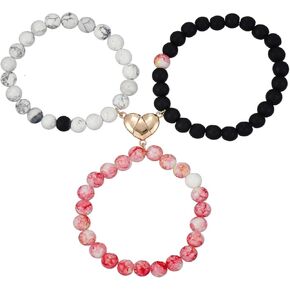 3Pcs Mother Daughter BFF Grandma Handmade Adjustable Love Heart Butterfly Colorful Beads Matching Friendship Rope Stackable Bracelet Sweet Bracelet for Women Family Member in Kuwait