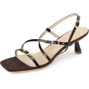 صنادل بكعب Allegra K Strappy للنساء من Slingback بمقدمة مربعة وكعب صغير in Kuwait