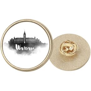 وارسو بولندا معلم الحبر مدينة جولة معدنية ذهبية دبوس بروش كليب in Kuwait