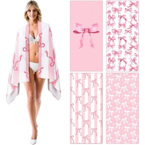 مجموعة مكونة من 4 قطع من مناشف الشاطئ المصنوعة من الألياف الدقيقة الناعمة كبيرة الحجم، مناشف حمام حمام السباحة الكبيرة جدًا، ماصة للتجفيف السريع، منشفة التخييم، ملحقات الشاطئ للسباحة (75 × 35 بوصة، بسيطة) in Kuwait