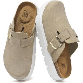 صنادل منصة للنساء 2026 مع أشرطة بإبزيم مزدوج قابل للتعديل، صنادل مريحة من الفلين من جلد الغزال مع دعم للقوس، صنادل نسائية منزلق مع نعل داخلي من الإسفنج الذكي in Kuwait