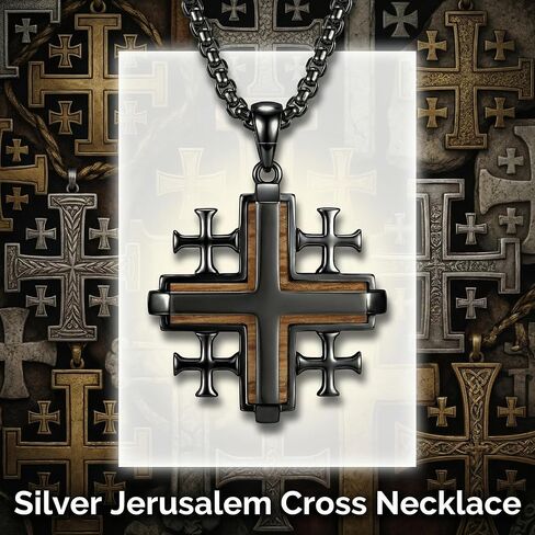 Wood Cross/Cross Star Of David/Guitar Necklace Sterling Silver Wooden Cross Pendant Wood Jewelry for Women Men with 24" Round Box Chain in Saudi Arabia