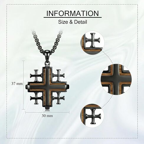 Wood Cross/Cross Star Of David/Guitar Necklace Sterling Silver Wooden Cross Pendant Wood Jewelry for Women Men with 24" Round Box Chain in Saudi Arabia