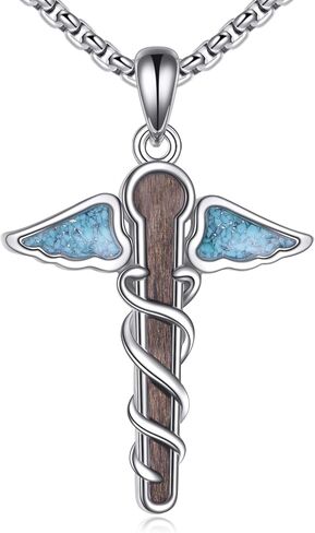 Wood Cross/Cross Star Of David/Guitar Necklace Sterling Silver Wooden Cross Pendant Wood Jewelry for Women Men with 24" Round Box Chain in Saudi Arabia