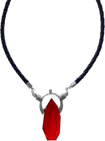 Game Dan-te Ver-gil Crystal Necklace Titanium Steel Pendant Adjustable Leather Chain Cosplay Fashion Accessory for Men and Women Doujin in Saudi Arabia