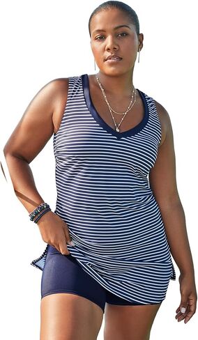 Swimsuits For All Women's Chlorine Resistant V-Neck Two-Piece Swimdress (Plus in Saudi Arabia