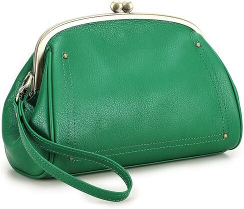 CONTACTS Full Grain Leather Kiss Lock Clutch Purse for Women Evening Clutch Bag Kiss Clasp Handbag in Saudi Arabia