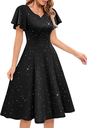 HomRain Women's Glitter Sparkly Cocktail Dresses Flare and Fit Bridesmaid Dress for Wedding Guest Homecoming Graduation Dress in Kuwait