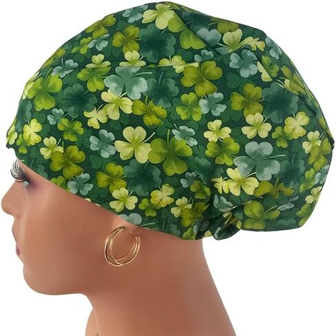 European Style Scrub Cap No Ribbon - Saint Patrick's Clovers, Scrub Cap with Holder for Women and Men, Unisex Surgical Caps, Nurses and Dr. Hats, Hospital Work Headwear in Saudi Arabia