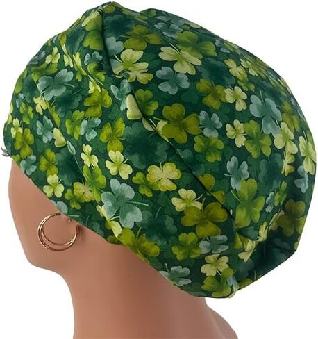 European Style Scrub Cap No Ribbon - Saint Patrick's Clovers, Scrub Cap with Holder for Women and Men, Unisex Surgical Caps, Nurses and Dr. Hats, Hospital Work Headwear in Saudi Arabia