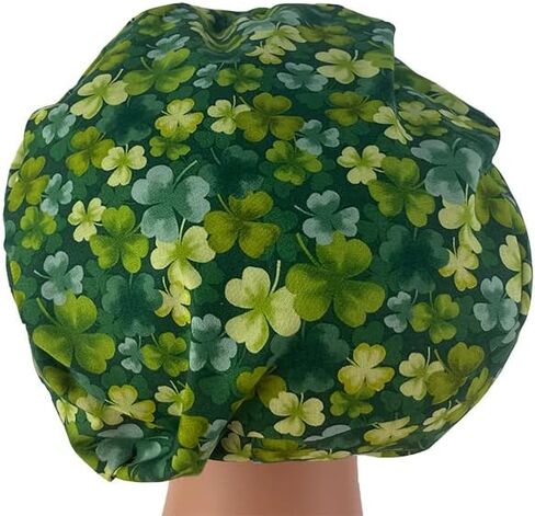 European Style Scrub Cap No Ribbon - Saint Patrick's Clovers, Scrub Cap with Holder for Women and Men, Unisex Surgical Caps, Nurses and Dr. Hats, Hospital Work Headwear in Saudi Arabia