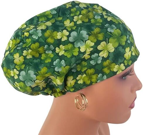 European Style Scrub Cap No Ribbon - Saint Patrick's Clovers, Scrub Cap with Holder for Women and Men, Unisex Surgical Caps, Nurses and Dr. Hats, Hospital Work Headwear in Saudi Arabia