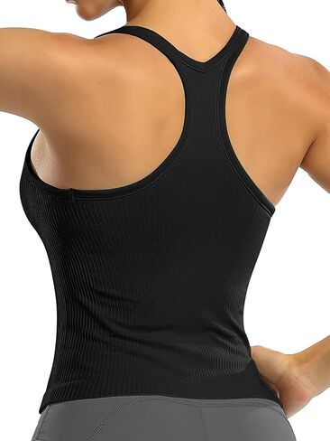 SOLY HUX Women's Workout Tank Top Scoop Neck Sleeveless Fitted Athletic Yoga Shirts with Built in Bra in Saudi Arabia
