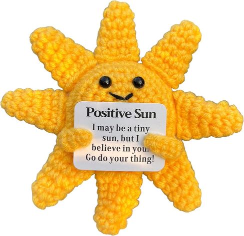 الدعم العاطفي هدايا الشمس الكروشيه، أشعة الشمس الإيجابية لطيف مضحك بارد مكتب ديكور ديكورات للنساء الرجال (1، جولة) in Kuwait