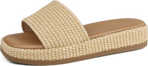 Celbreez Platform Sandals Women Espadrilles Wedges for Women Raffia Summer Sandals 2026 Slip On Low Wedge Slide Straw Comfortable Cute Beach Vacation Shoes Casual Daily Outfit in Saudi Arabia