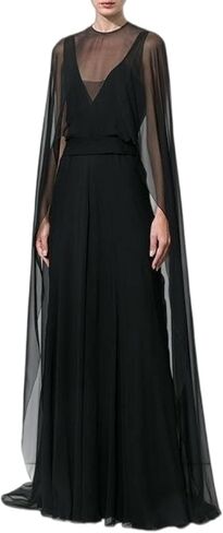 UAURORAO Women Sheer Chiffon Shawl Wraps Flowy High Low Mesh Cape Ponchos See Through Ruffle Capelet Evening Dresses in Saudi Arabia