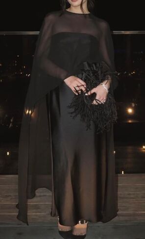 UAURORAO Women Sheer Chiffon Shawl Wraps Flowy High Low Mesh Cape Ponchos See Through Ruffle Capelet Evening Dresses in Saudi Arabia