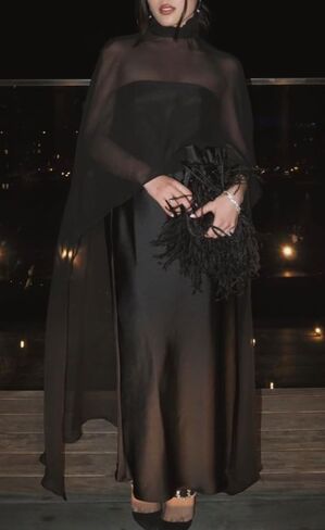 UAURORAO Women Sheer Chiffon Shawl Wraps Flowy High Low Mesh Cape Ponchos See Through Ruffle Capelet Evening Dresses in Saudi Arabia