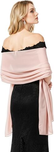 Light Pink Shawl, Chiffon Shawls and Wraps Soft Chiffon Scarve Silky Bridal Pink Scarf, Elegant Sheer Shawls for Evening Dresses Women Wedding Party Bridesmaid Gifts in Saudi Arabia