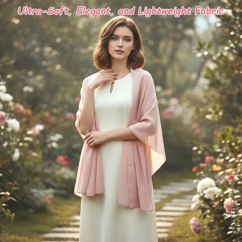 Light Pink Shawl, Chiffon Shawls and Wraps Soft Chiffon Scarve Silky Bridal Pink Scarf, Elegant Sheer Shawls for Evening Dresses Women Wedding Party Bridesmaid Gifts in Saudi Arabia