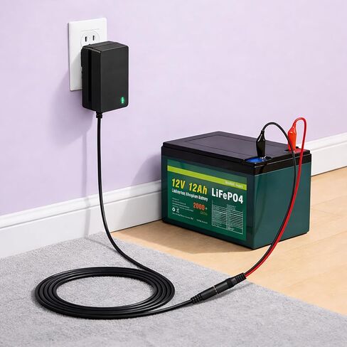 14.6V 2A LiFePO4 Battery Charger for 4S 12 Volt Rechargeable Lithium Iron Phosphate Battery Pack, with Dual Alligator Clips Connector in Saudi Arabia