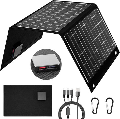 【Dongindar】 30W Foldable Solar Panel Charger,25% High Efficiency N Type Cell, Dual USB-A QC3.0 Fast Charging,Portable IP67 Waterproof Lightweight Solar Charger for Outdoor Camping Travel Emergency in Saudi Arabia