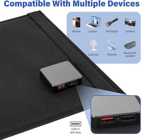【Dongindar】 30W Foldable Solar Panel Charger,25% High Efficiency N Type Cell, Dual USB-A QC3.0 Fast Charging,Portable IP67 Waterproof Lightweight Solar Charger for Outdoor Camping Travel Emergency in Saudi Arabia