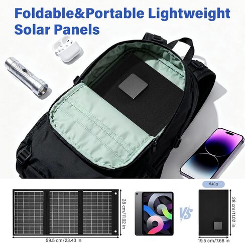 【Dongindar】 30W Foldable Solar Panel Charger,25% High Efficiency N Type Cell, Dual USB-A QC3.0 Fast Charging,Portable IP67 Waterproof Lightweight Solar Charger for Outdoor Camping Travel Emergency in Saudi Arabia