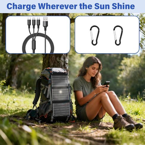 【Dongindar】 30W Foldable Solar Panel Charger,25% High Efficiency N Type Cell, Dual USB-A QC3.0 Fast Charging,Portable IP67 Waterproof Lightweight Solar Charger for Outdoor Camping Travel Emergency in Saudi Arabia