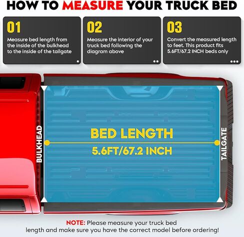 5.6ft Soft Quad Fold Truck Bed Tonneau Cover for 2009-2018 Dodge Ram 1500, 2019 Dodge Ram 1500 Classic Body 5.6ft (67.2") Fleetside/Styleside Bed w/o Rambox in Saudi Arabia