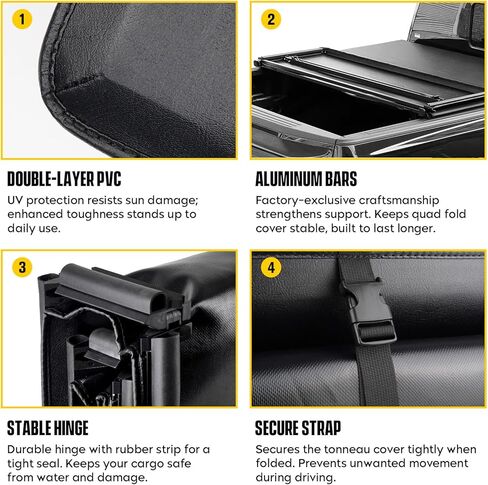 5.6ft Soft Quad Fold Truck Bed Tonneau Cover for 2009-2018 Dodge Ram 1500, 2019 Dodge Ram 1500 Classic Body 5.6ft (67.2") Fleetside/Styleside Bed w/o Rambox in Saudi Arabia