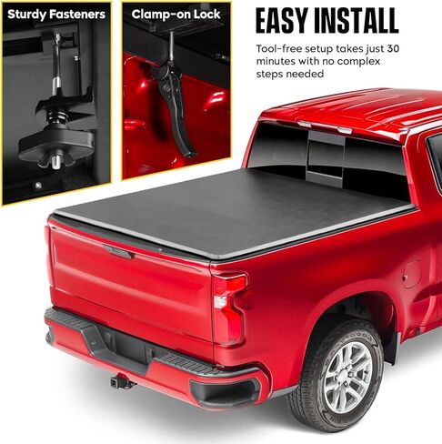 5.6ft Soft Quad Fold Truck Bed Tonneau Cover for 2009-2018 Dodge Ram 1500, 2019 Dodge Ram 1500 Classic Body 5.6ft (67.2") Fleetside/Styleside Bed w/o Rambox in Saudi Arabia